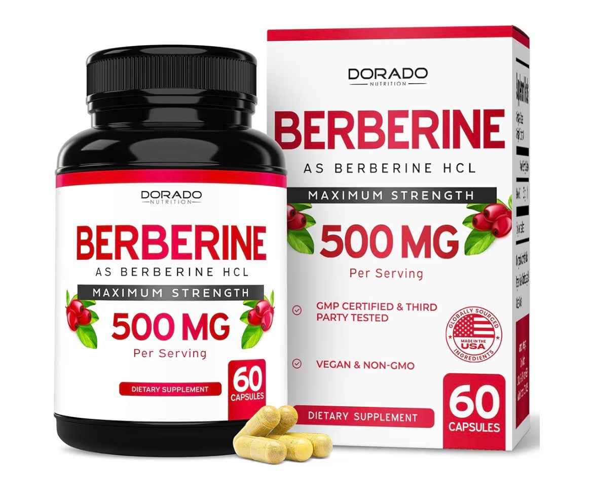Berberine Supplement 500mg Per Serving (60 Capsules)- Vegan Capsules & USA Made