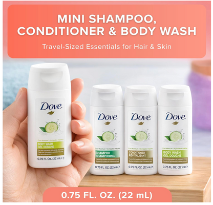 12-Piece Women’s Travel Hygiene Kit with Toiletries & Clear Cosmetic Bag,